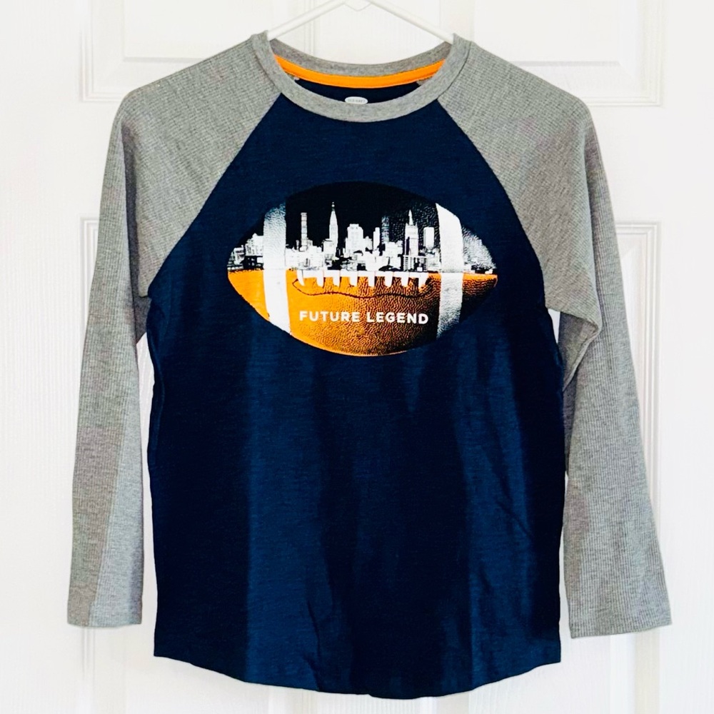 Boys Old Navy Football Graphic Long Sleeve Shirt Size L (10-12) NWOT